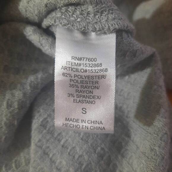 Chaser Womens Gray Drop Shoulder Waffle Thermal Shirtail Hem Hoodie Size Small - Picture 6 of 8